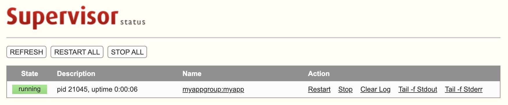 Supervisor web interface Supervisor web interface