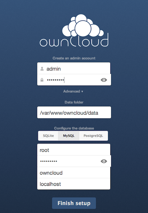 Configuring ownCloud advanced settings. Configuring ownCloud advanced settings.