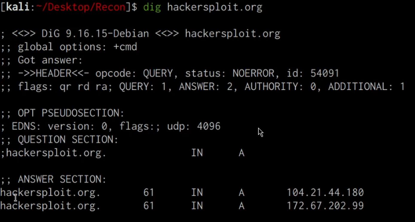 Dig utility output Dig utility output
