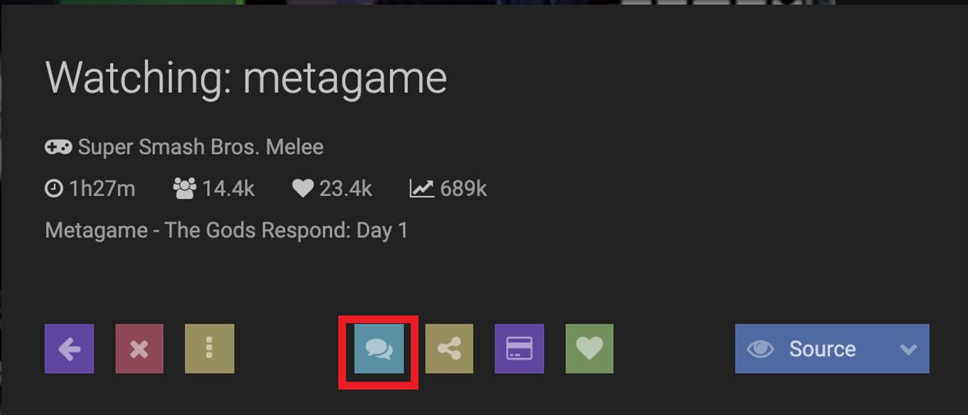 Click on the chat icon to open a streams chat window. Click on the chat icon to open a streams chat window.