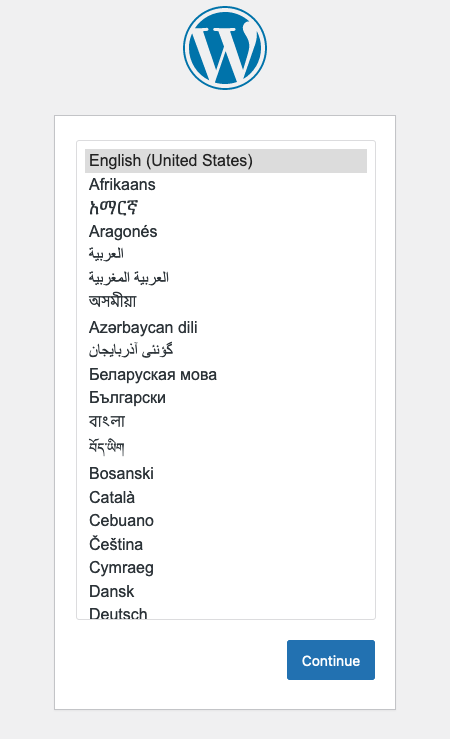 Setup page for a Kubernetes-hosted WordPress site Setup page for a Kubernetes-hosted WordPress site