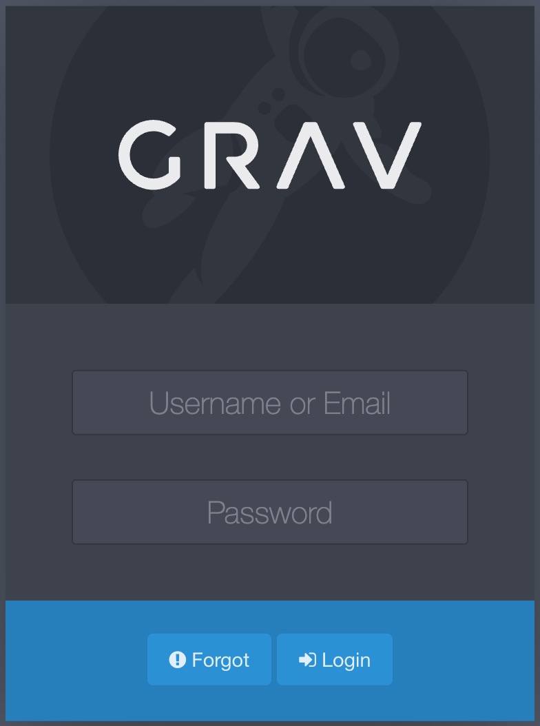 Screenshot of the Grav login page