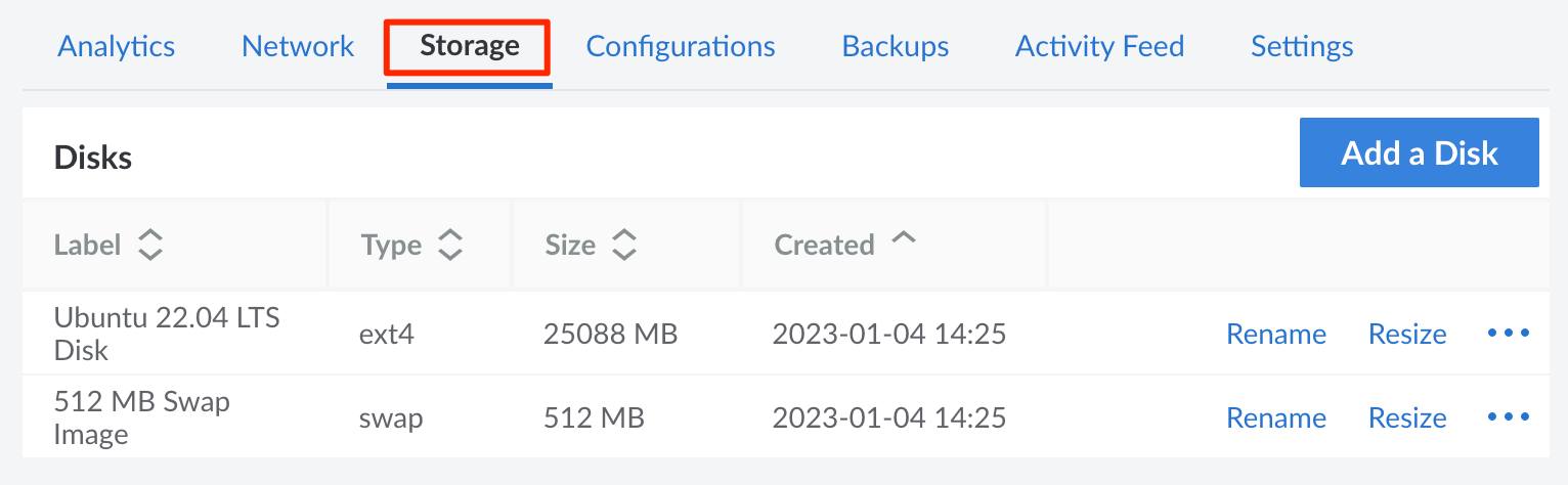Screenshot of a Compute Instances list of disks Screenshot of a Compute Instances list of disks